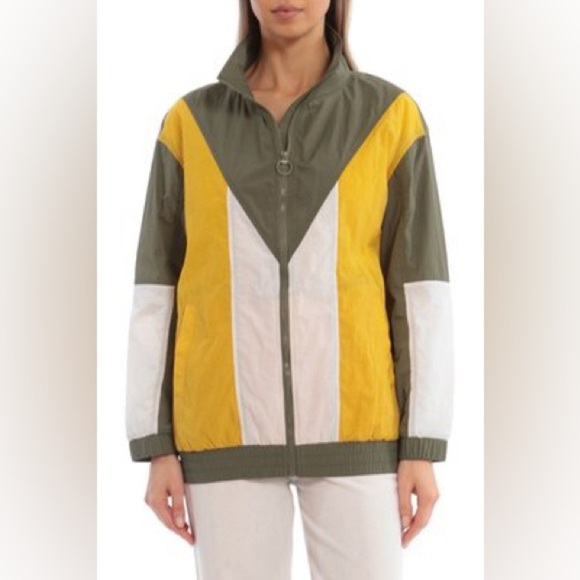 Avec Les Filles Colorblock Nylon Track Jacket - Size M‎ - Olive Multi - NWT